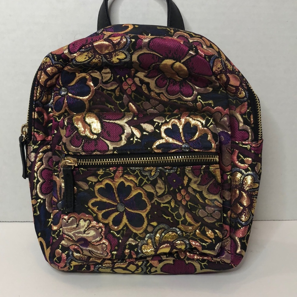 Metallic Fabric Floral Backpack